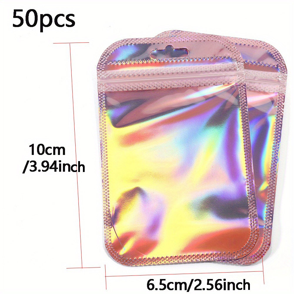 50pcs Laser Printed Bags Transparent Self-Sealing Bag Jewelry Beads Storage bags