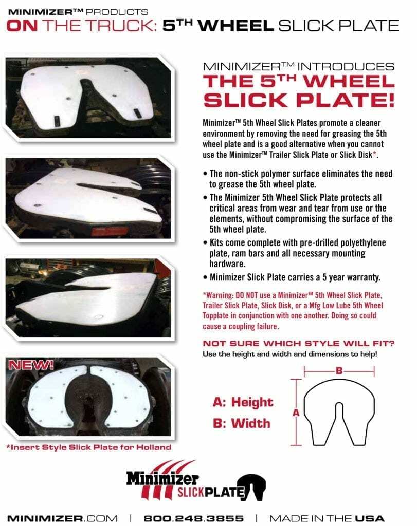 minimizer fifth wheel plate no grease slick plate white polymer 5 year warranty