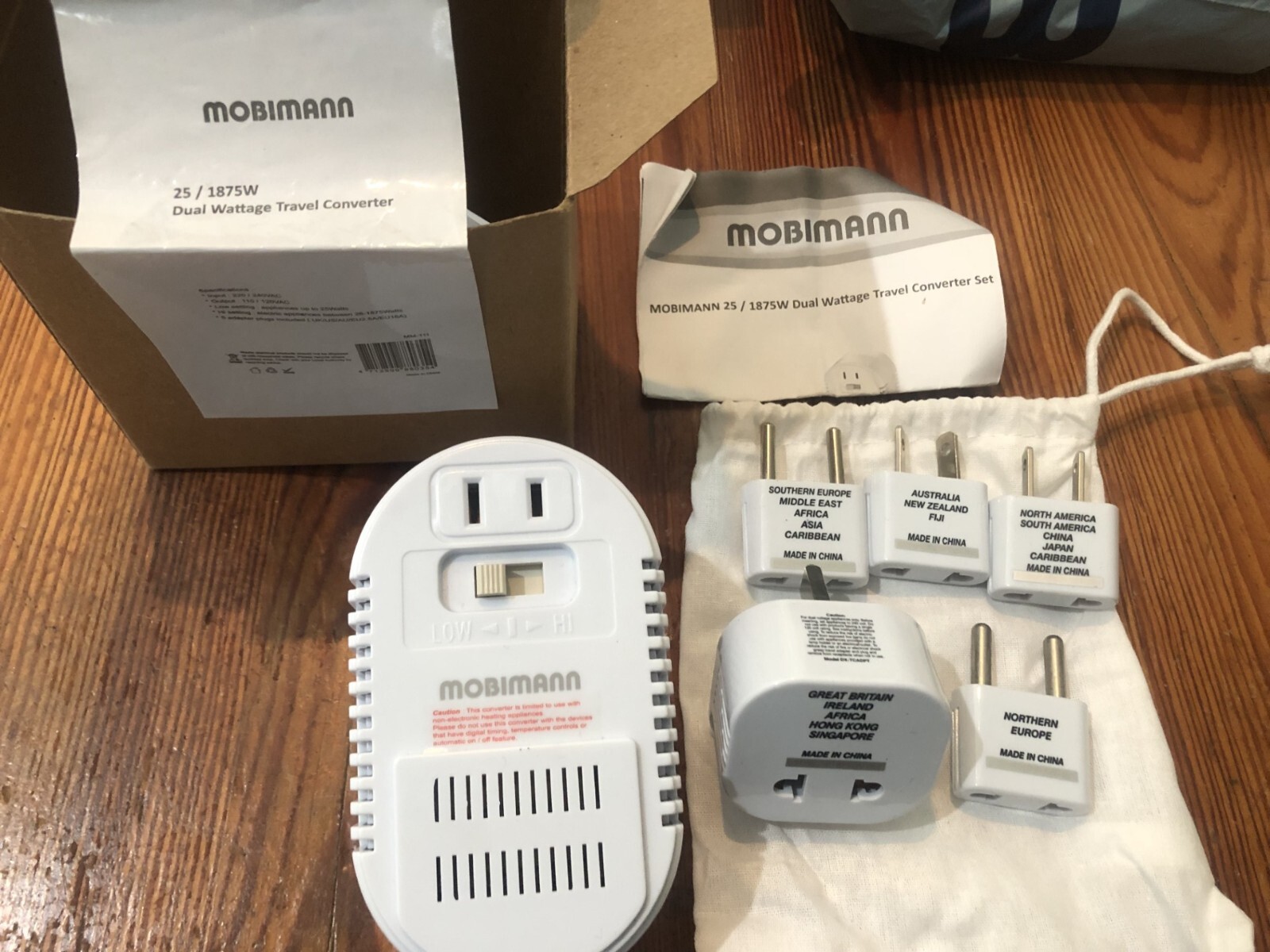 MOBIMANN 25W/1875W High-Low Dual Wattage Travel with 5 Adapters