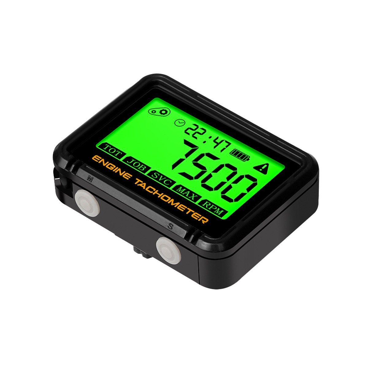 Digital Tachometer Hour Meter Waterproof IP68 RPM Alert 0-18000 LCD Backlight