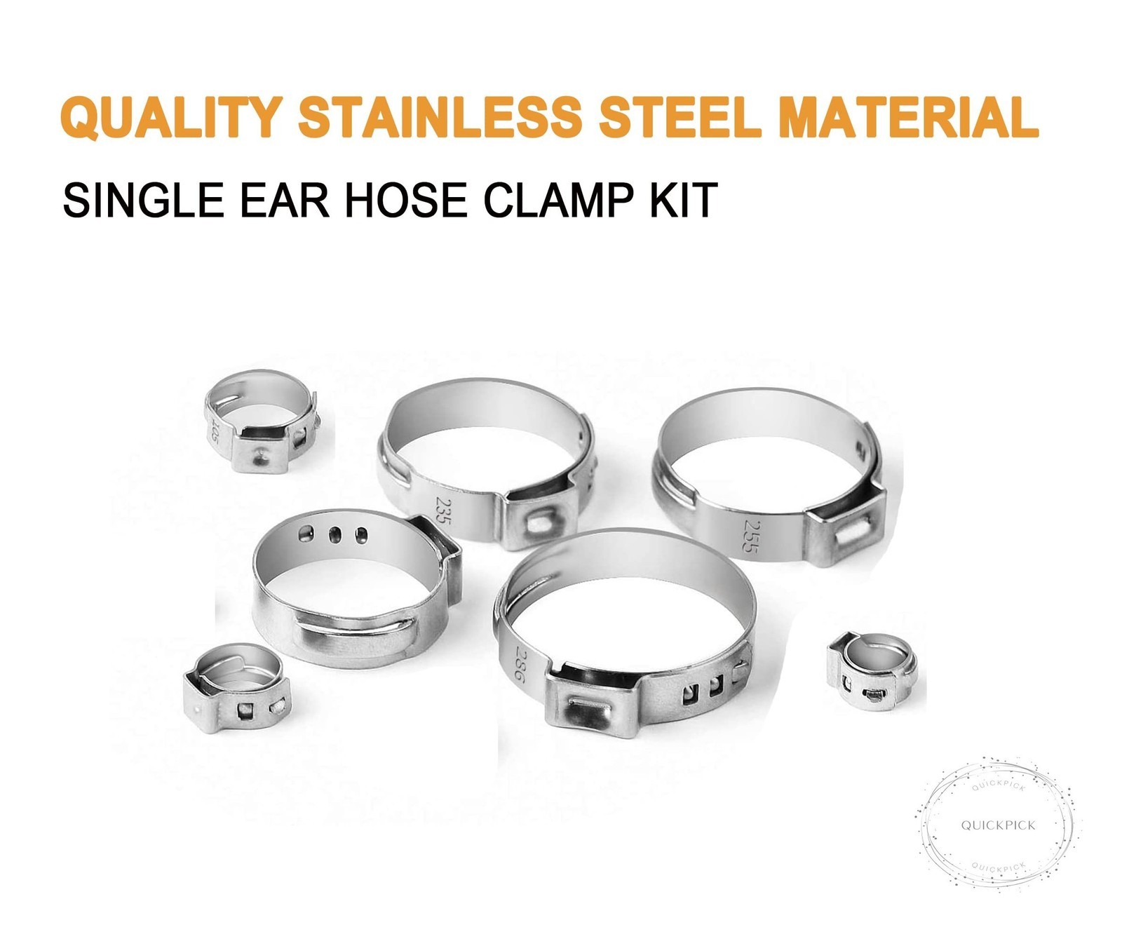 Single Ear Hose Clamps, Oetiker Clamps, 92Pcs(6.0mm-22.6mm) Crimp Pipe Clamps