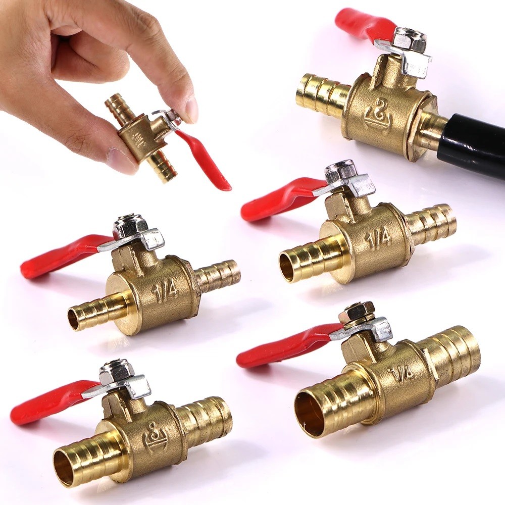 6mm 8mm 10mm 12mm Hose Barb Water Gas Fuel Shut-off Brass Ball Valve Switch