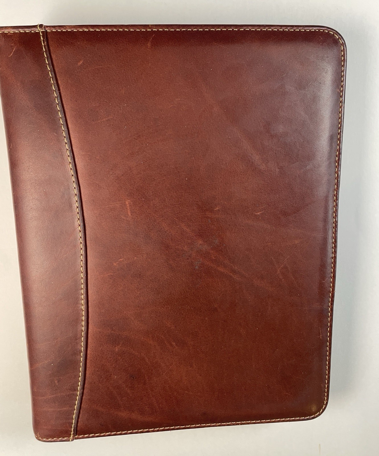 VTG Franklin Quest Brown Dakota Leather 7-ring Zipper Planner w Dividers