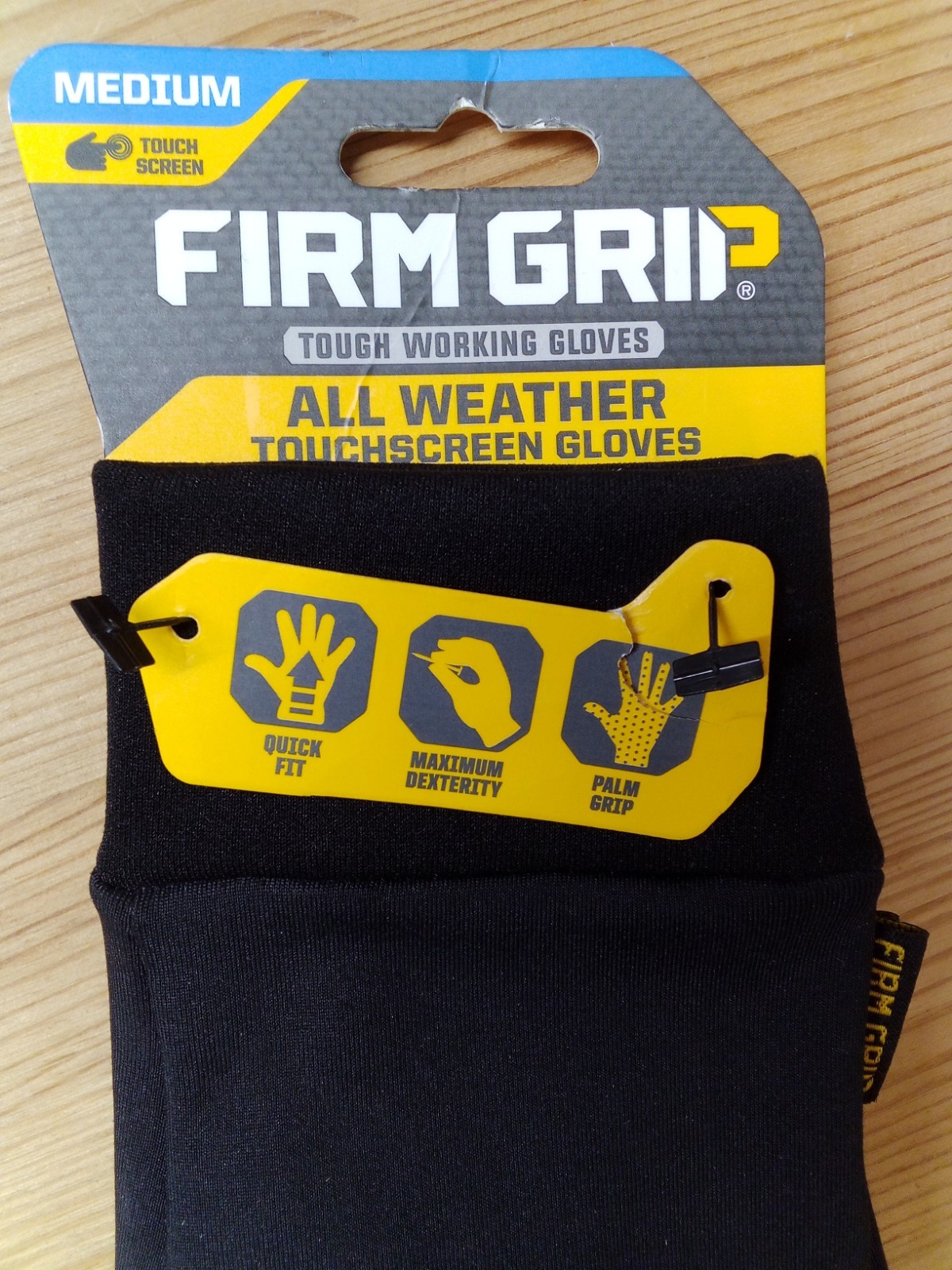 Firm Grip Medium All Weather Outdoor & Work Touchscreen Fleece Gloves, dark Gray