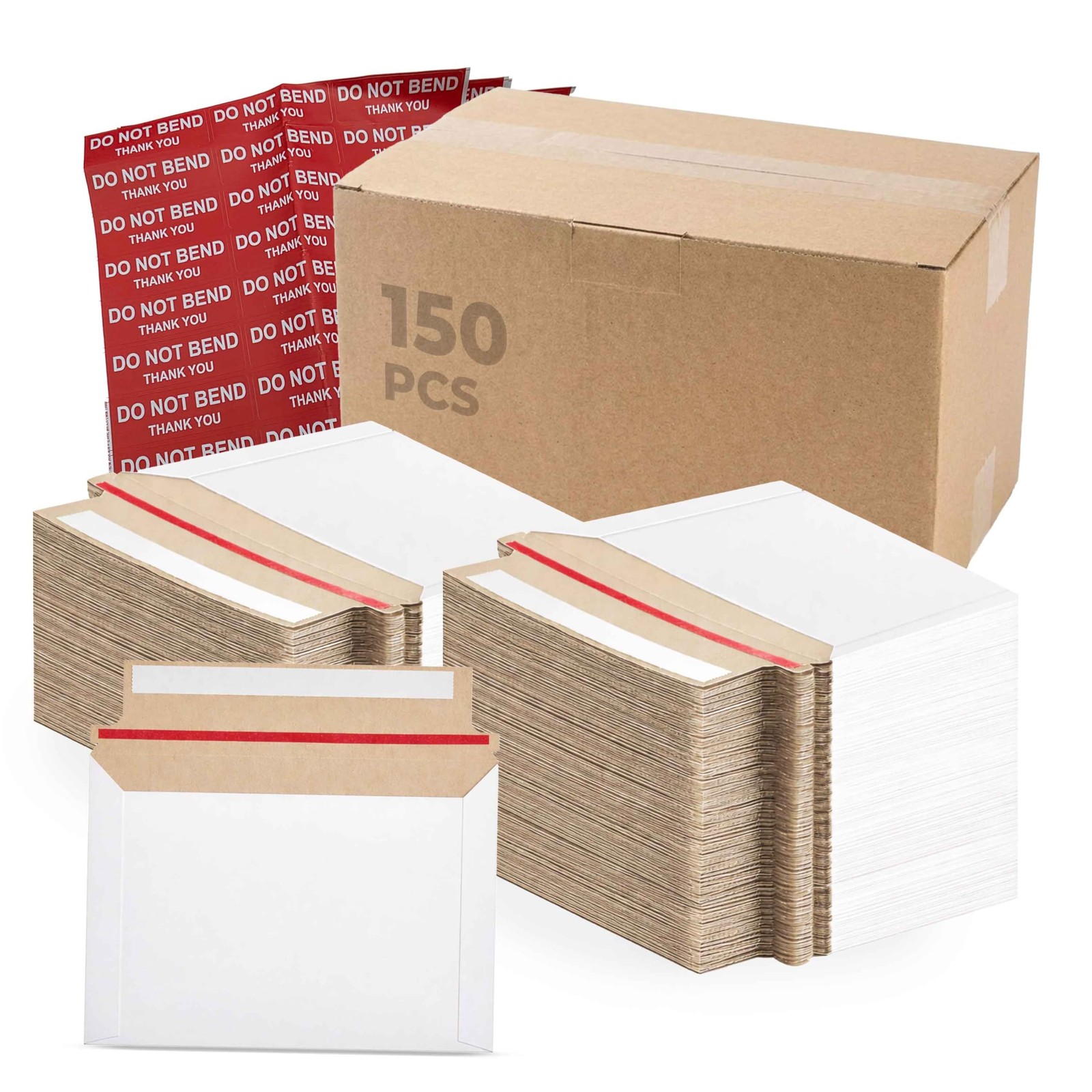 Pack Of 150, Rigid Mailers 6.5×4.5 Self Seal Photo 6.5 X 4.5 Inches, White