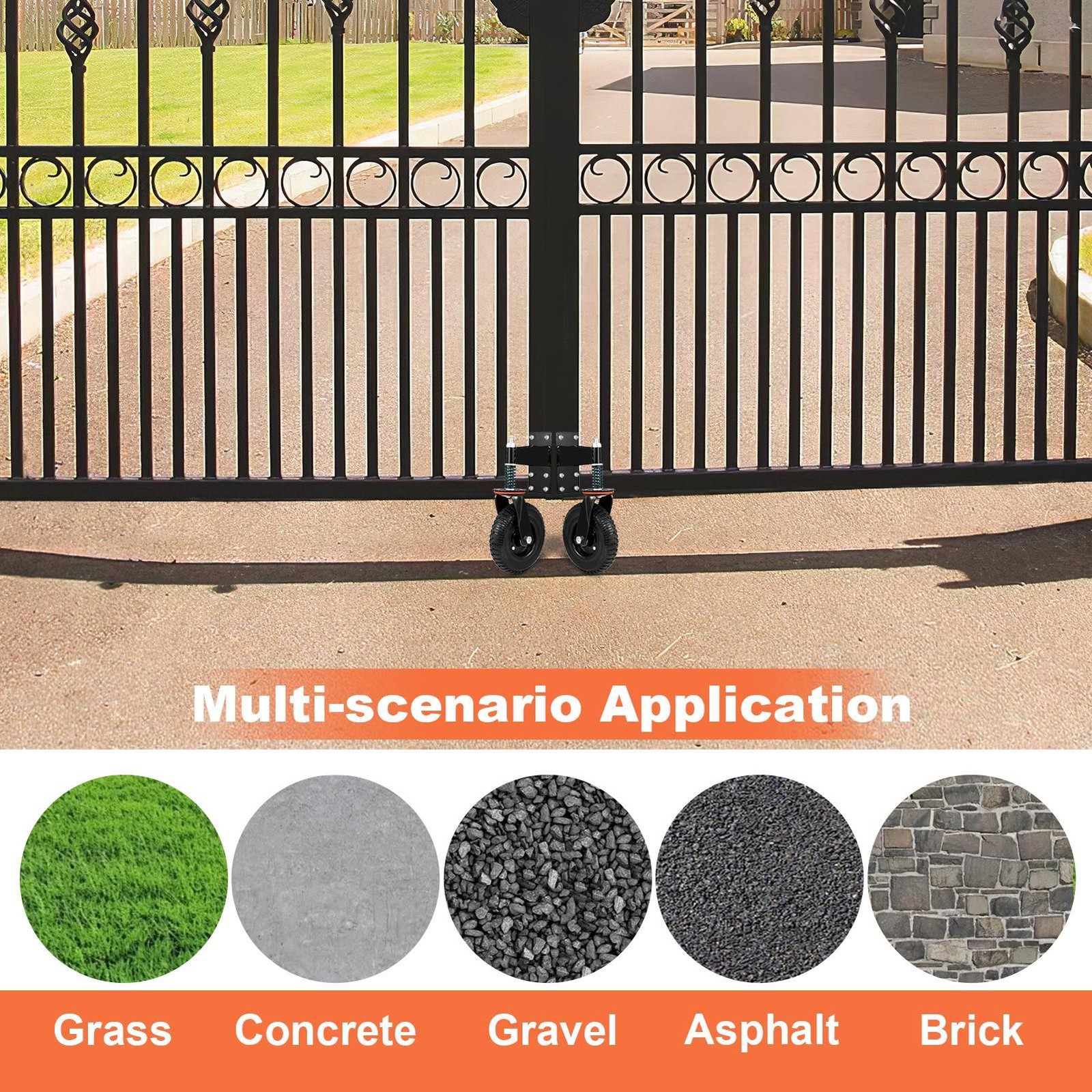 8″ Gate Wheels Heavy Duty Spring-Loaded Gate Caster For Metal Tube Gate & Wooden