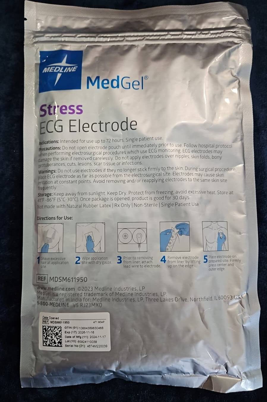Medline MedGel 50 Pack Stress ECG Electrode Foam (Exp. 11/16/2026)