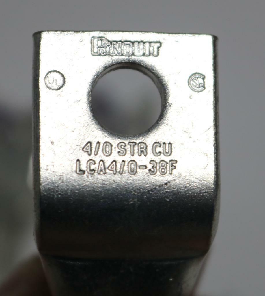 Panduit LCA4/0-38F-X Lot of 4 4/0 Copper Lugs, Bent 90 Degrees, 3/8″ Stud