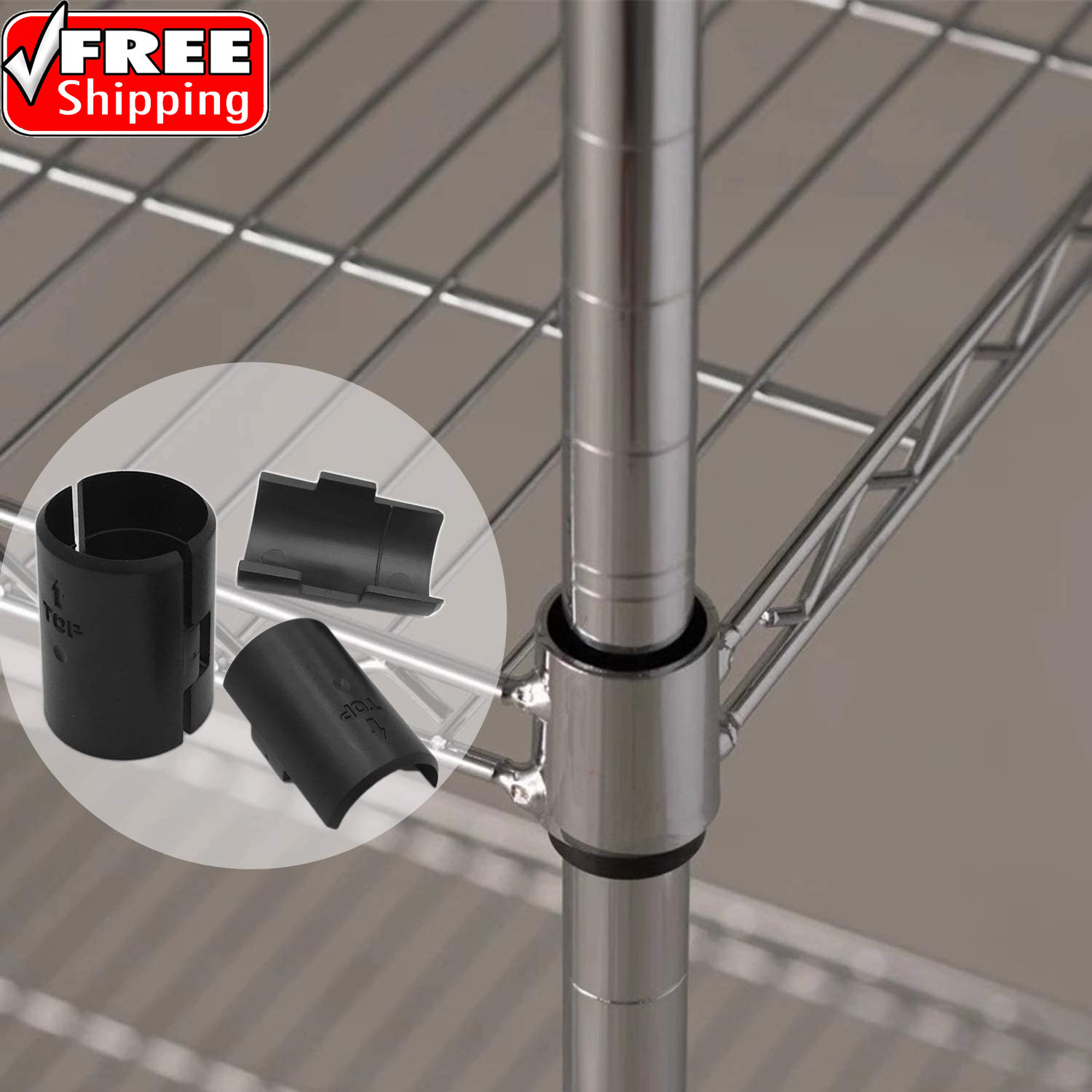 54 Pack Wire Shelving Shelf Lock Clips, Black, ABS Plastic & Metal, 1″ Post Shel
