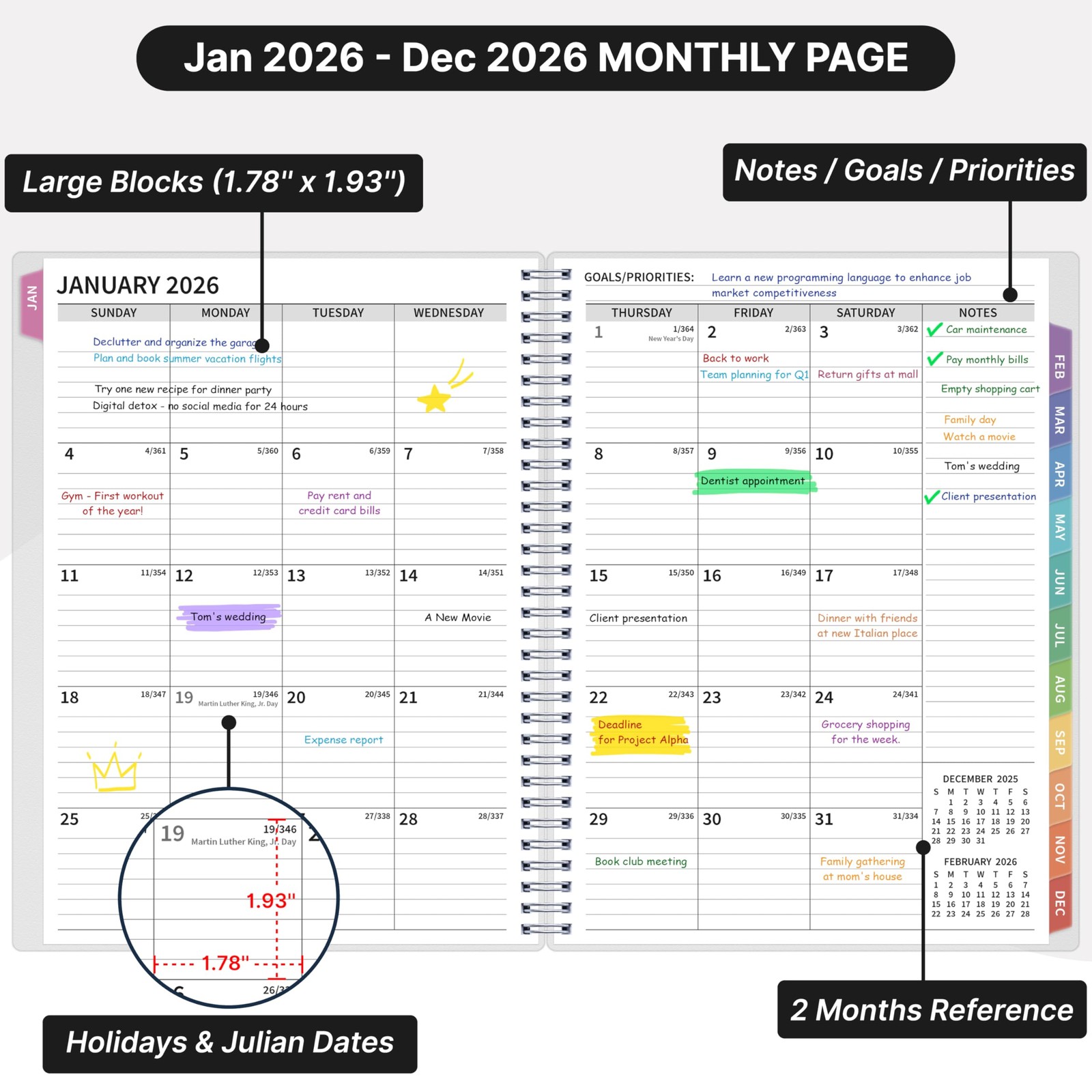 2026 Appointment Book, 30 Minutes-Hourly, Weekly ＆ Monthly Calendar Planner 2026