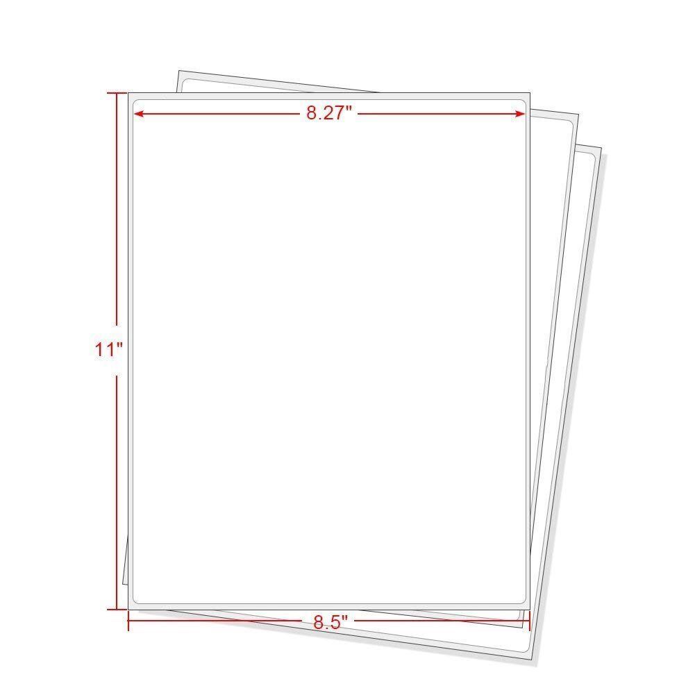100 Full Sheet Shipping Mailing Labels 8.5 x 11 Blank Self Adhesive Laser InkJet
