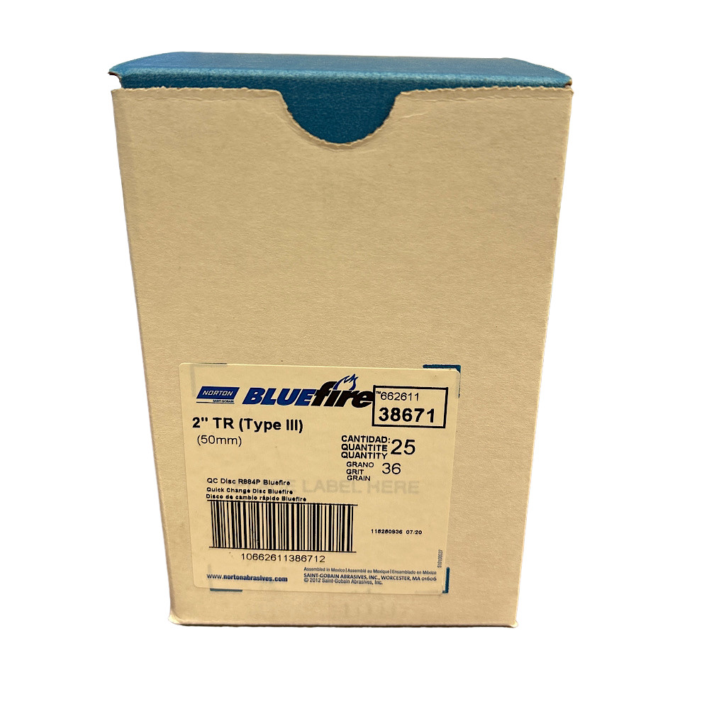 Norton 38671 2″ 36 Grit Zirconia Alumina Quick Change Discs (Box of 25)