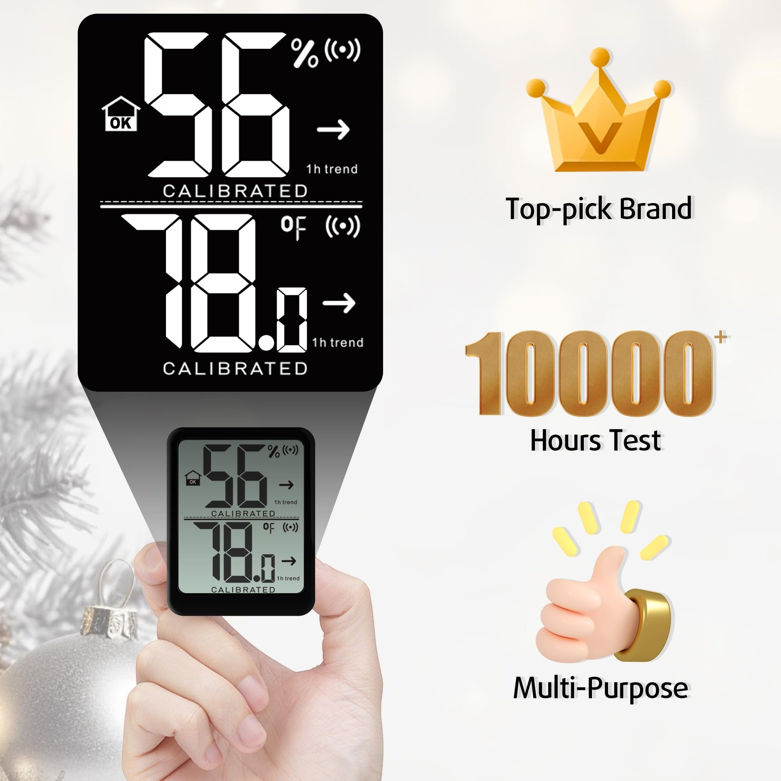 2 Pack Room Thermometer Small Hygrometer Indoor Humidity Monitor Sensor, Digital