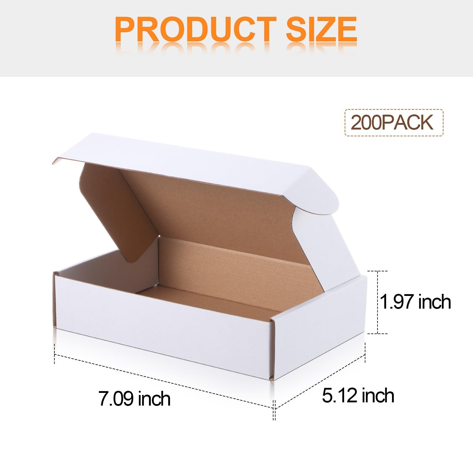 Qilery 200 Pcs 7.09 x 5.12 x 1.97 Inches Boxes Corrugated Cardboard White