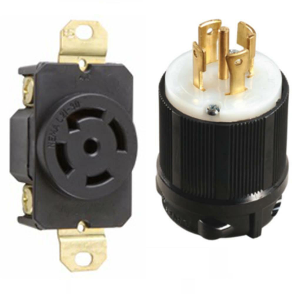 NEMA L21-30 Plug and Receptacle Set – Rated for 30A, 120/208V, 5-Wire, 4 Pole