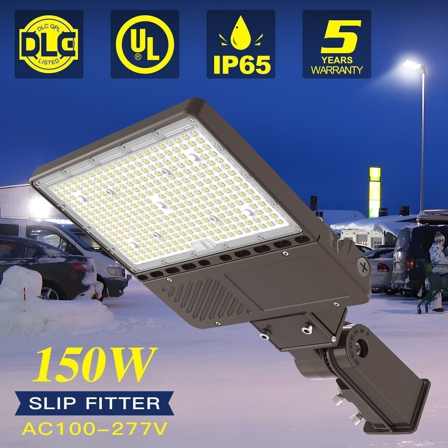 150W LED Parking Lot Light 5000K Street Shoebox Pole Light Dusk to Dawn 22,500LM