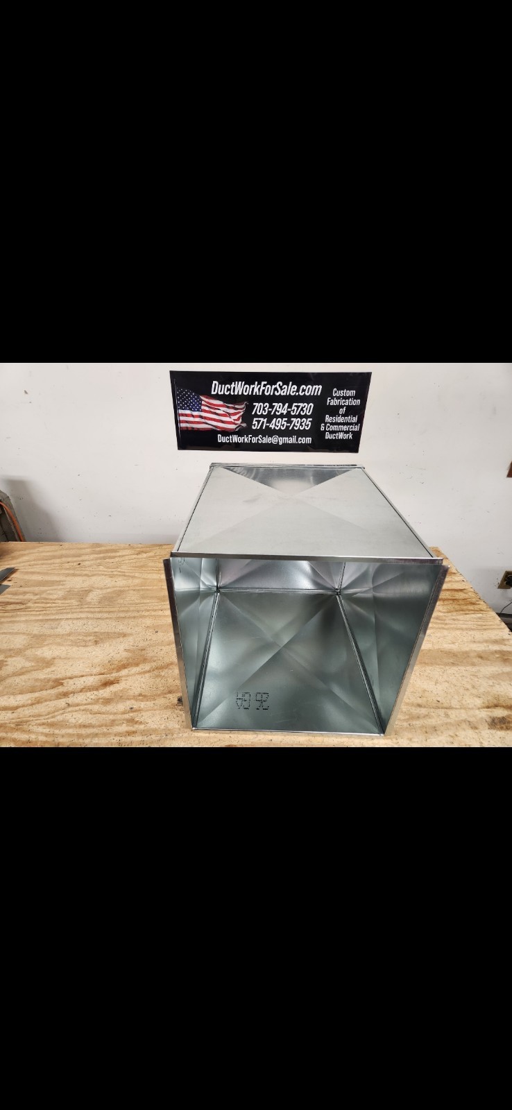 SUPPLY AIR DUCT PLENUM 21″ X 21″ X 23″ Long With 1/2 Flange Made From 26 GAUGE