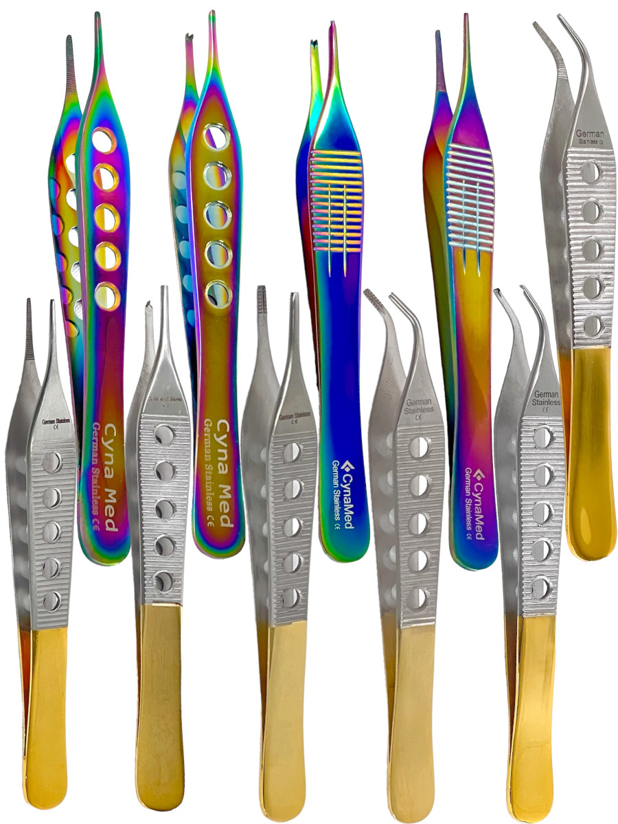 Adson Forceps Brown Tissue 1×2 Rat Tooth & Serrated Teeth Surgical Thumb Tweezer