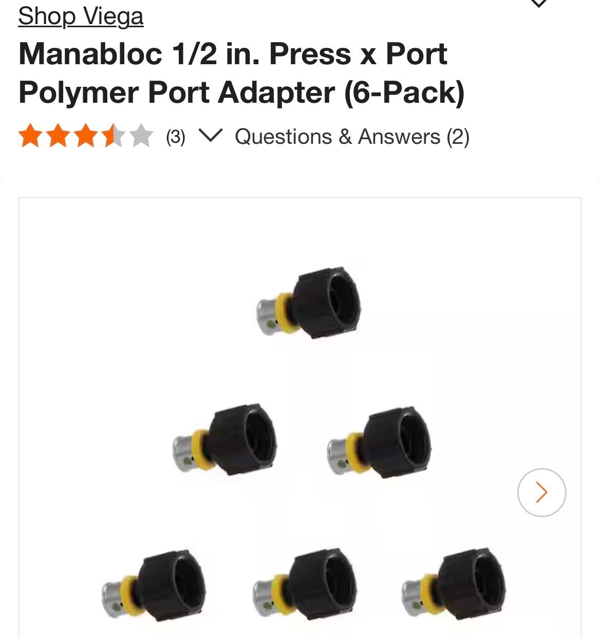Viega Manabloc 1/2 in. Press x Port Polymer Port Adapter (6-Pack)