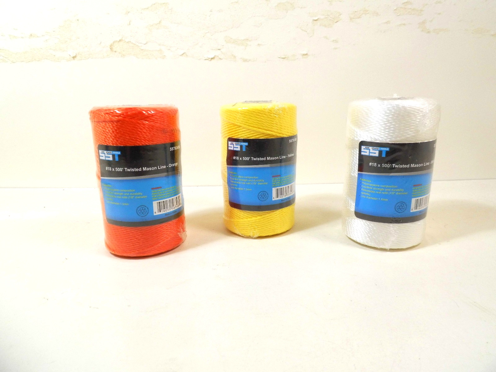 Masons Line String Twine Twisted White Orange Yellow #18 x 500′ Polypropylene