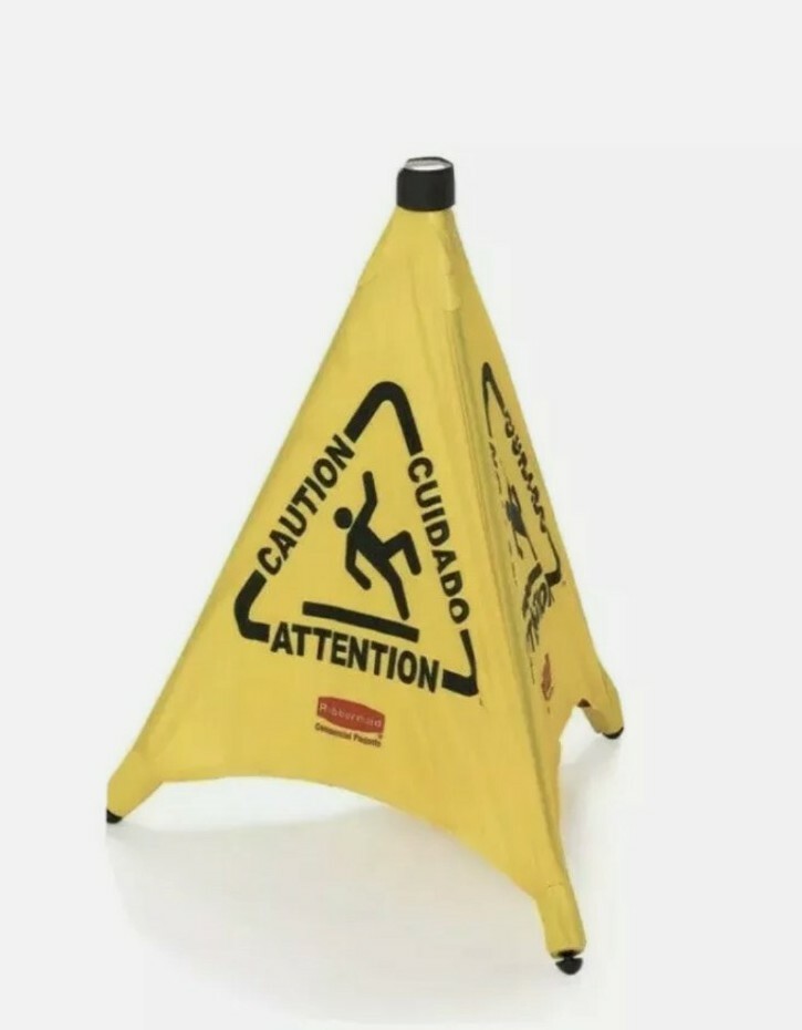 Rubbermaid 9S01 FG9S0100YEL 30″ Pop-Up Safety Cone Wet Floor Symbol Caution! NEW
