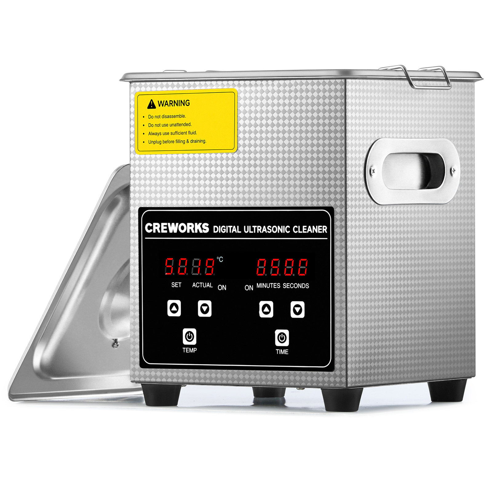 CREWORKS 2L Digital Ultrasonic Cleaner w 1-30 min Timer 100W Heater LED Display