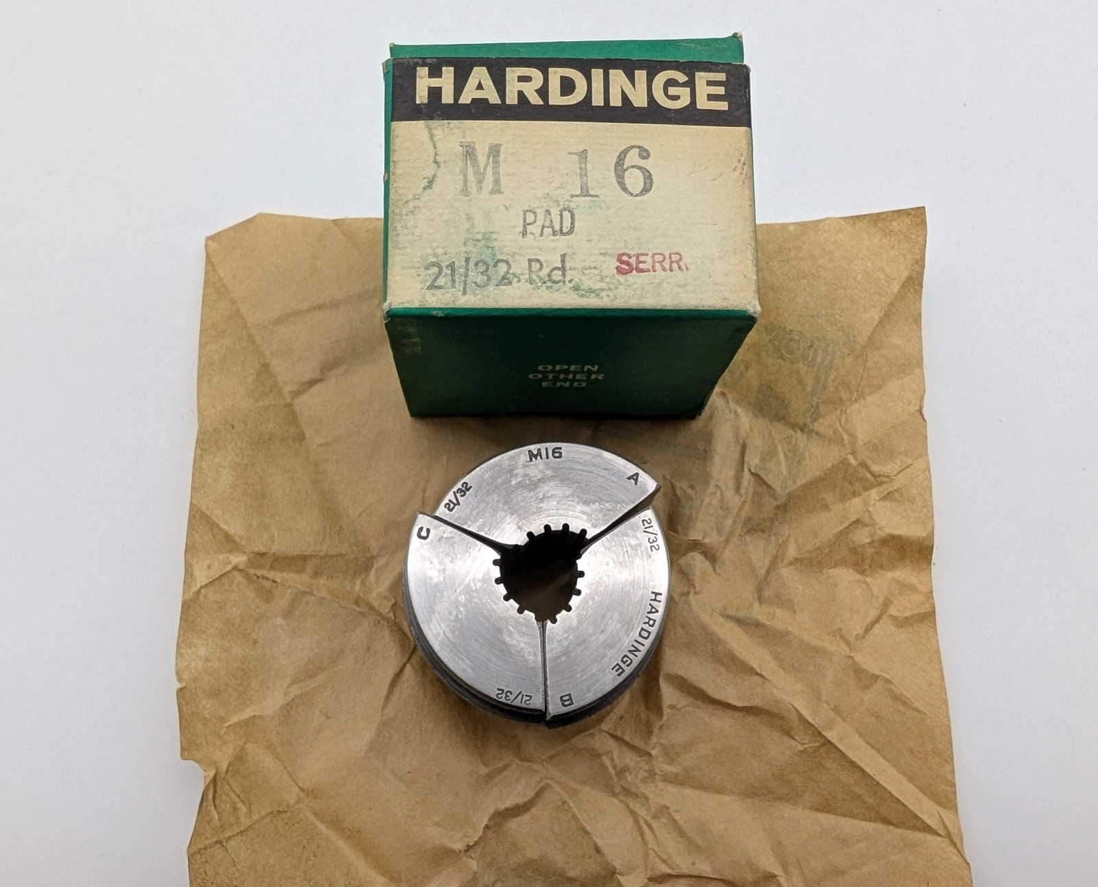 Hardinge M16 21/32″ Round Serrated Collet Pads 3-Segment for M-Series Collet