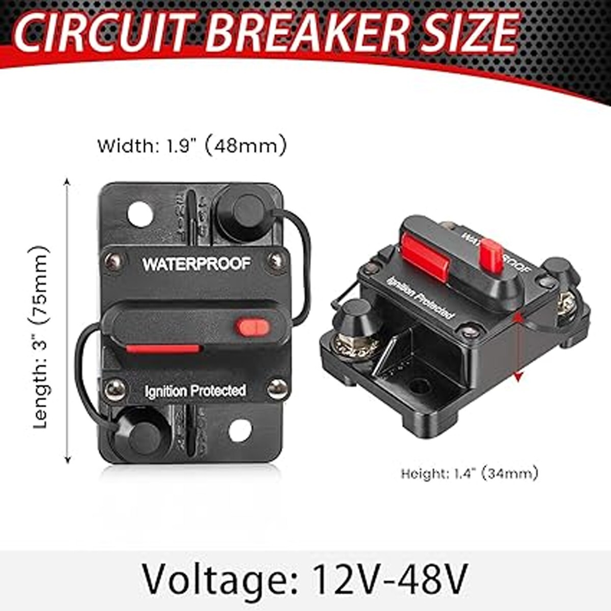 2 pcs 30A Automotive Marine Circuit Breaker with Manual Reset Surface-Mount