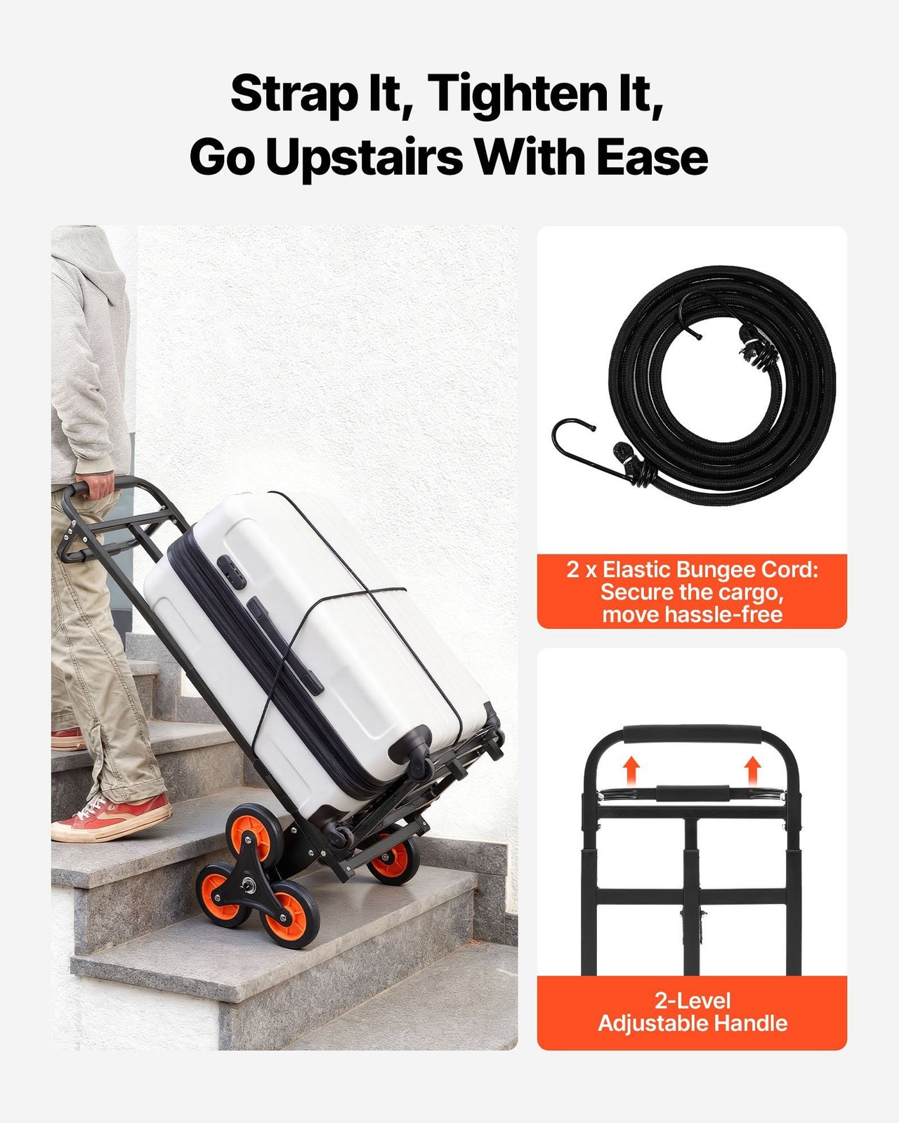 220lb Stair Climber Dolly: Carbon-Steel Frame, 6-Wheel Tri-Mode Hauling Cart