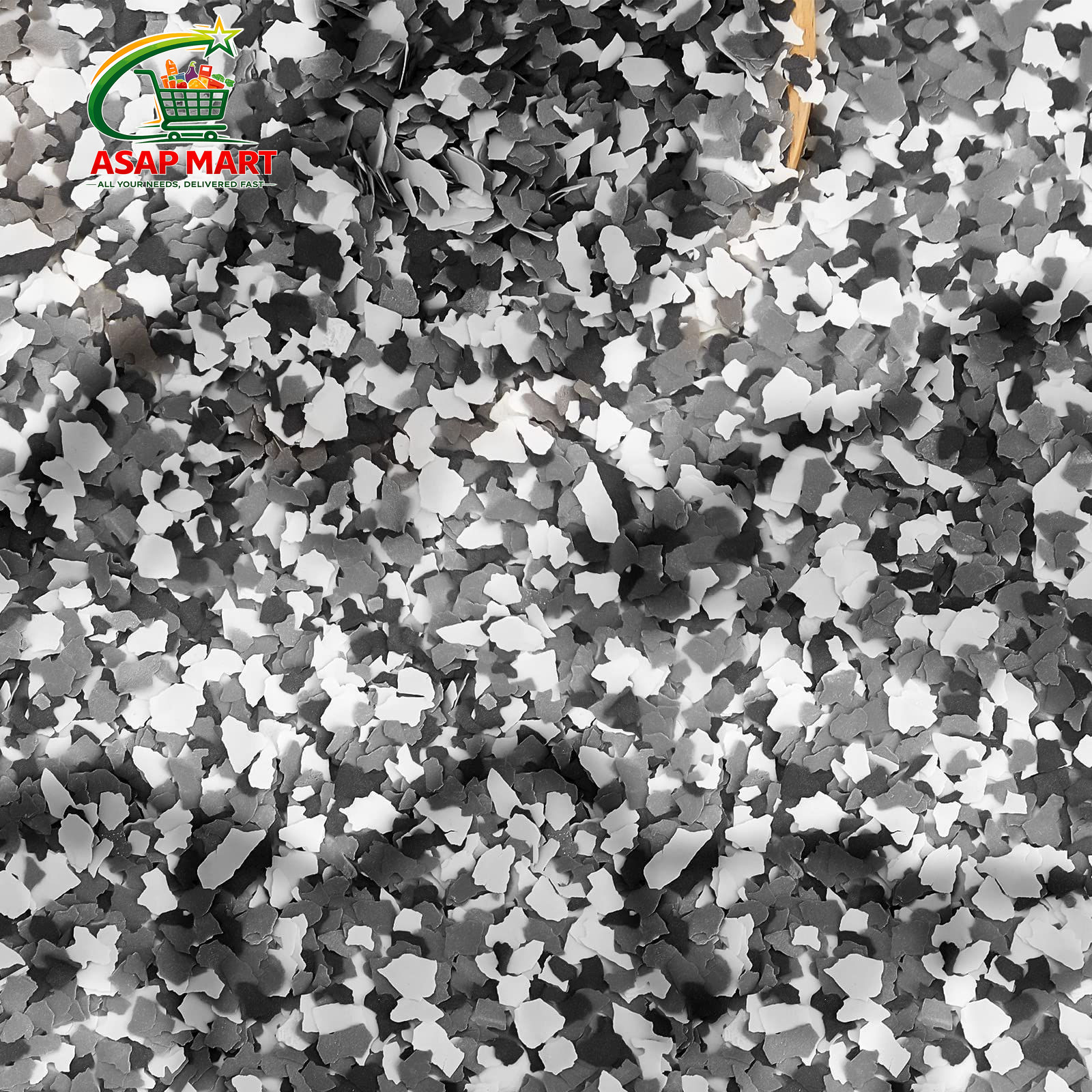 Fabbay 5.6 Kg / 12.4 lb Epoxy Flakes Floor Paint 2-4mm, Black, White, Gray
