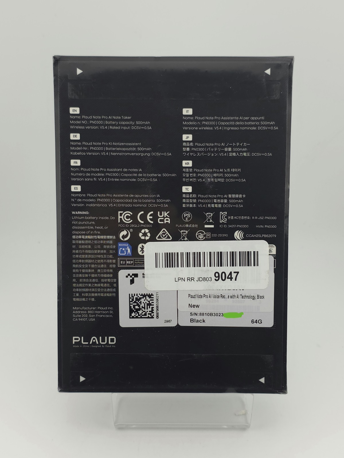 Plaud Note Pro AI Voice Recorder Note Taker PN0300 64GB Black