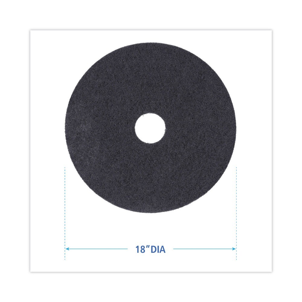 Boardwalk 4018BLA 18 in. Diameter Stripping Floor Pads – Black (5/Carton) New