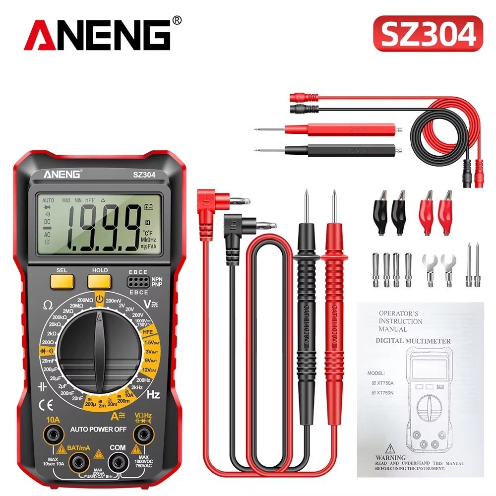 Digital Multimeter AC DC Voltmeter Ammeter Ohmmeter Volt Tester Meter With BATTs