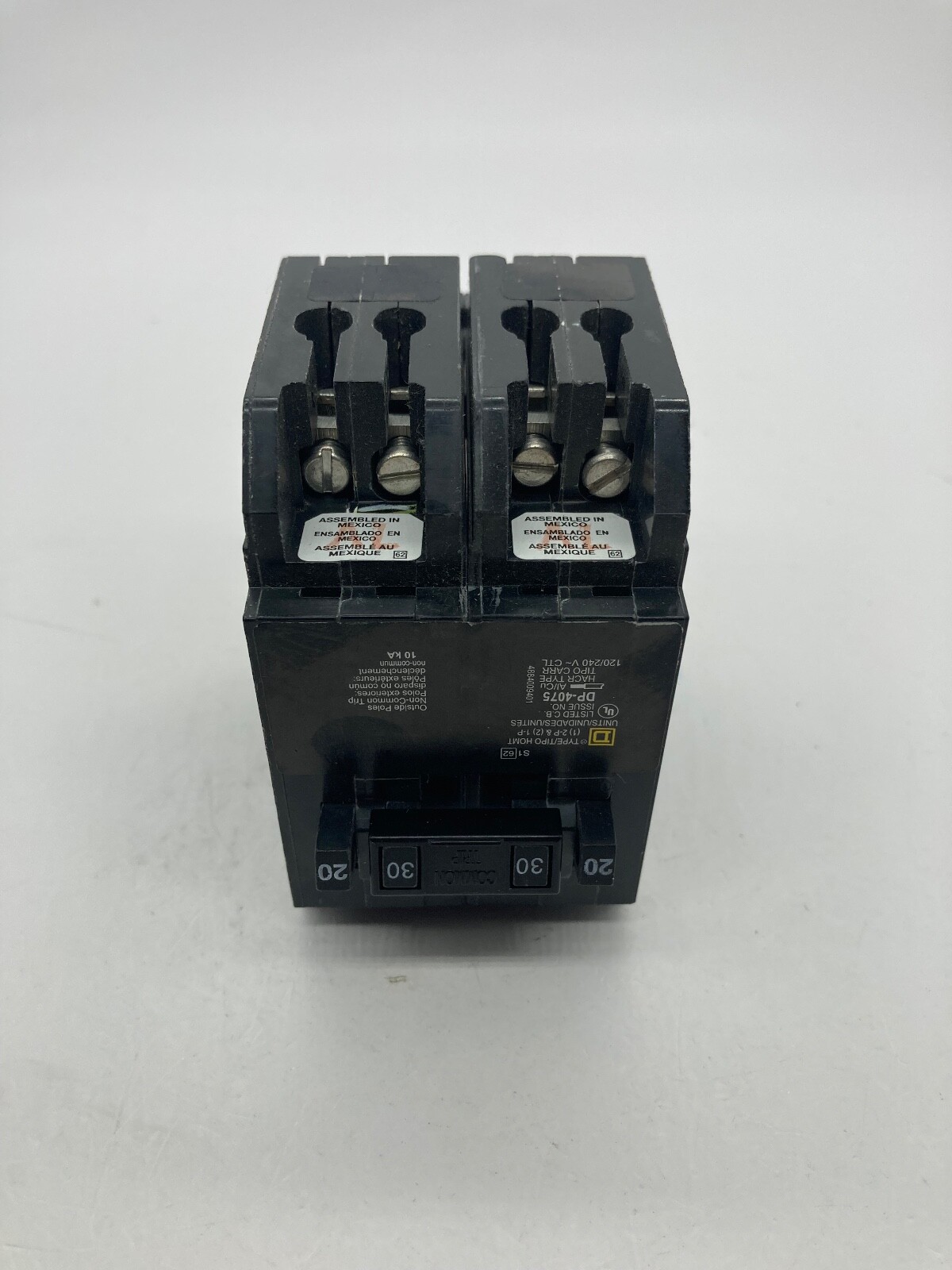 HOMT2020230 Homeline Quad Two 1 Pole 20 Amp One 2P 30 Amp Plug In Tandem Breaker