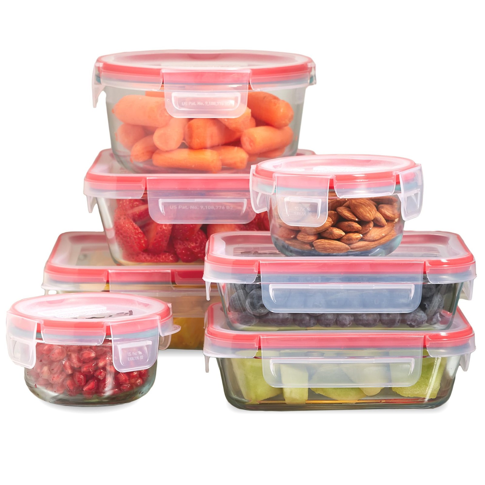 Pyrex Freshlock 7-Pack Glass Food Storage Containers Set 1 2 4 Cups Locking