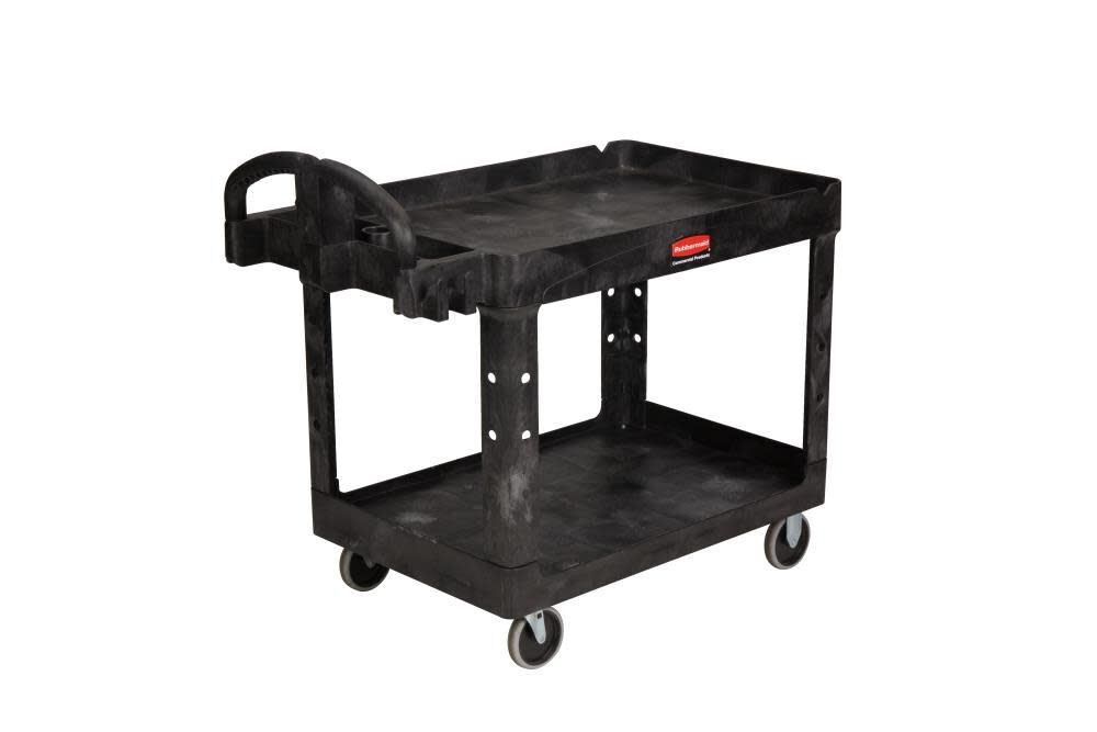 Rubbermaid Heavy Duty 2-Shelf Utility Cart With Lipped Shelf Medium