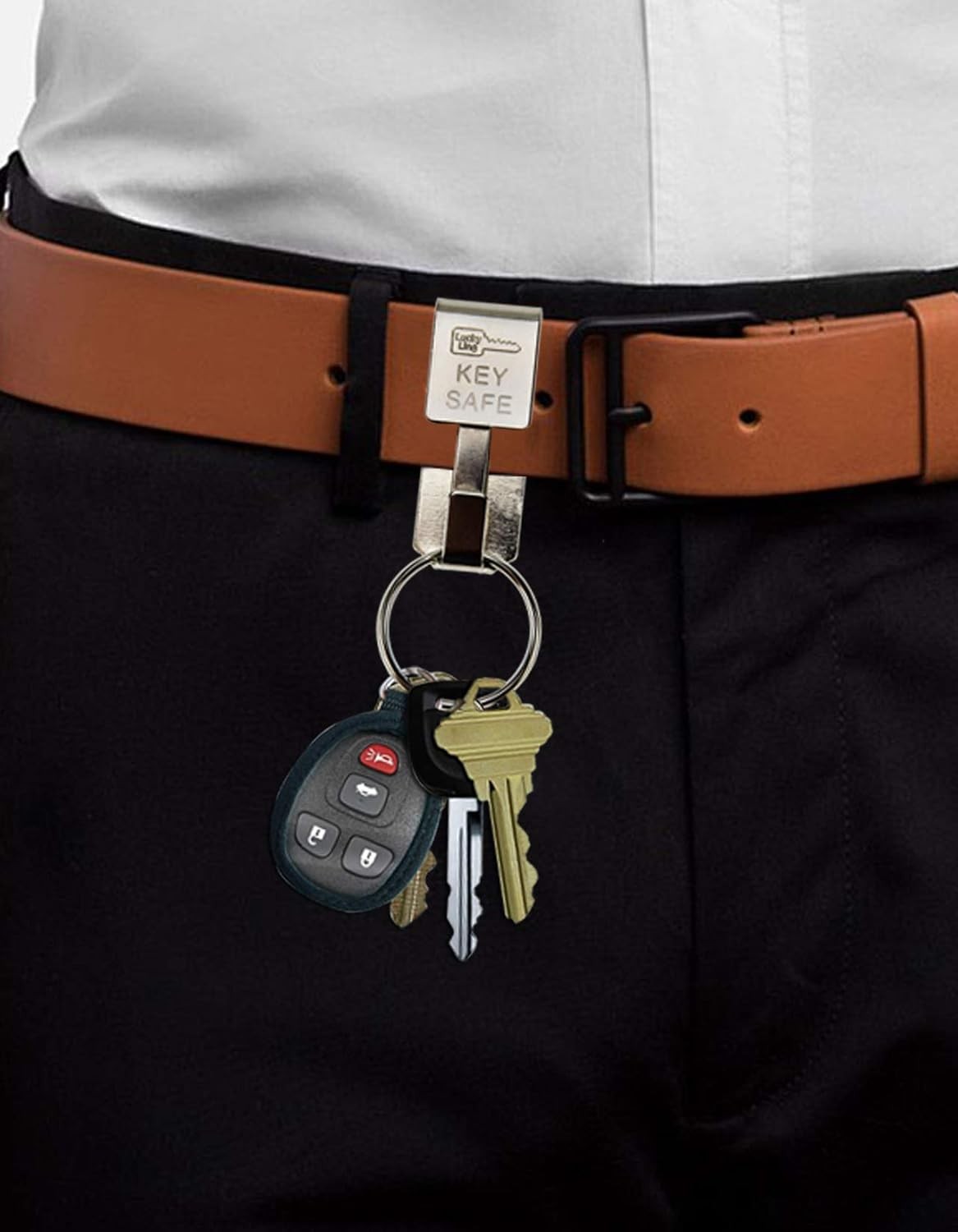 Lucky Line Key Safe Slip-On, 2” Wide Belt Key Ring – Heavy Duty Belt Key Clip