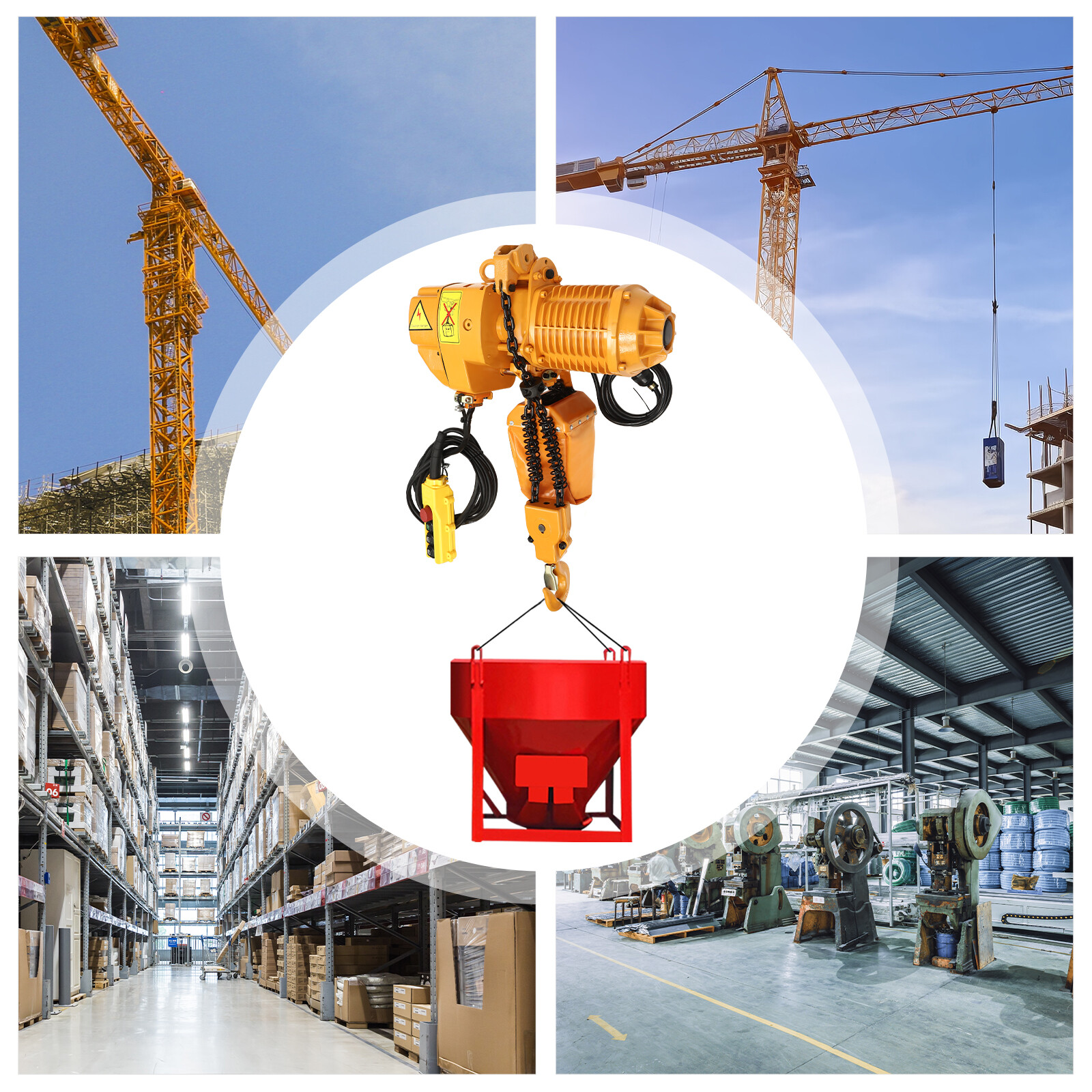 1T/2204lb Double Chain Electric Chain Hoist Factories Single Phase Lifting Hoist