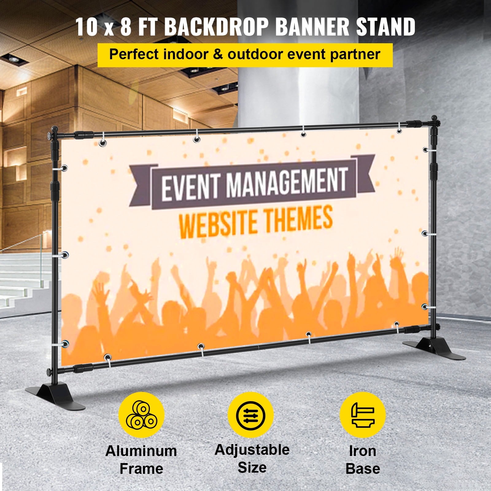 10 x 8 Ft Display Banner Stand, Customizable Size for Trade Fair Wall