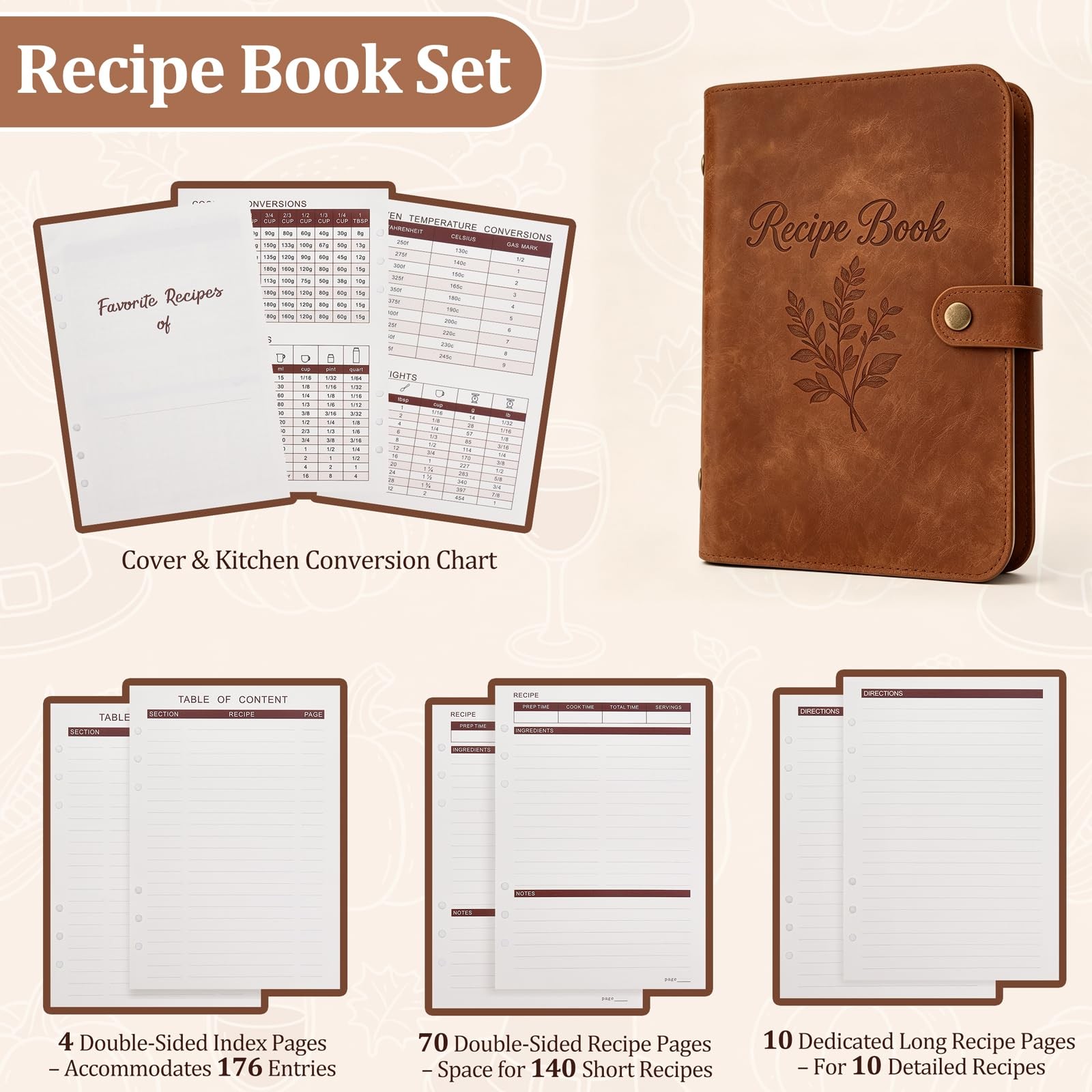 Blank Recipe Book Binder to Write in Your Own Recipes, Leather Family Recipe …