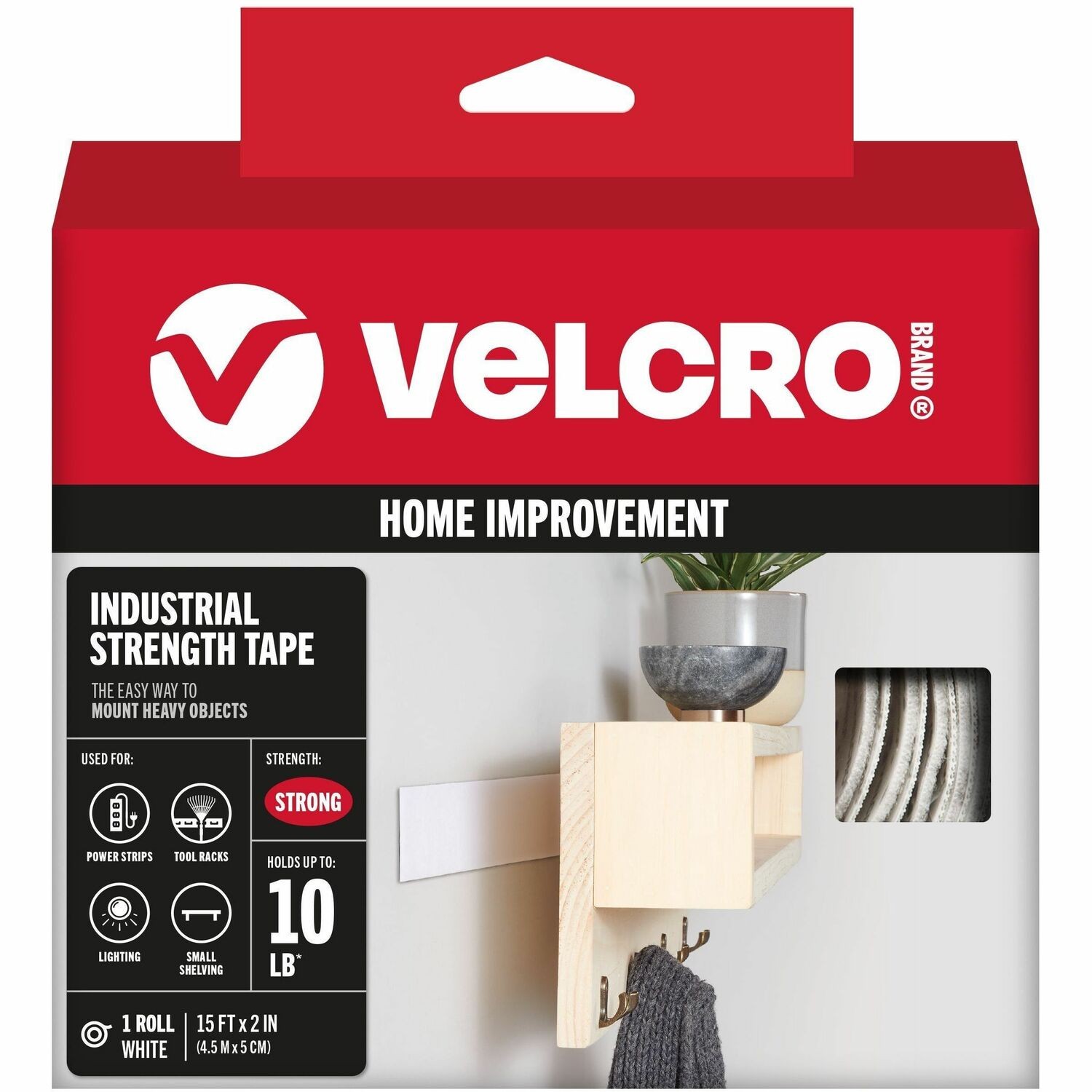 Velcro VEK90198 Industrial Strength Hook & Loop Tape 2″ x 15′ White