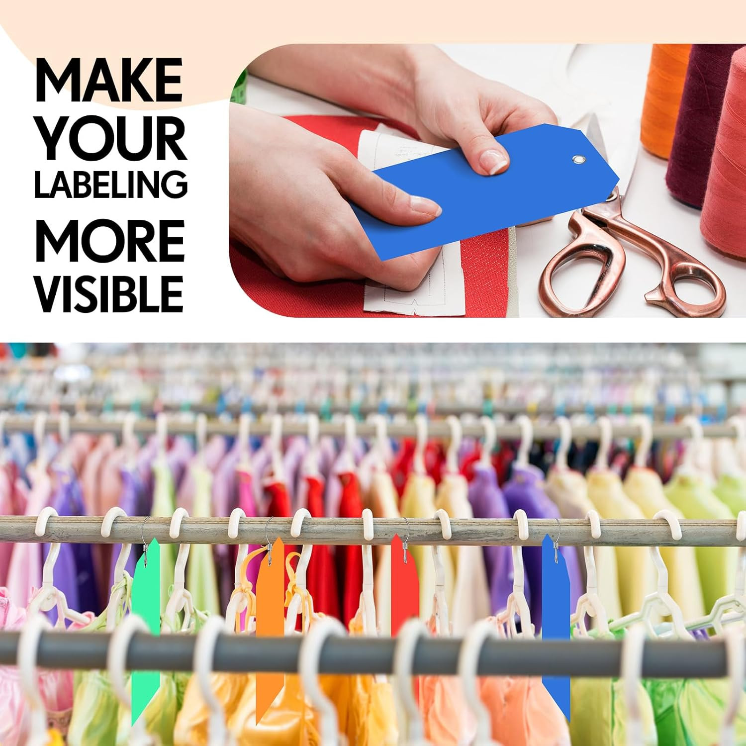 500 Pack Plastic Hang Tags with Wires, 6.3 X 3.15 Inch Waterproof Heavy Duty Shi
