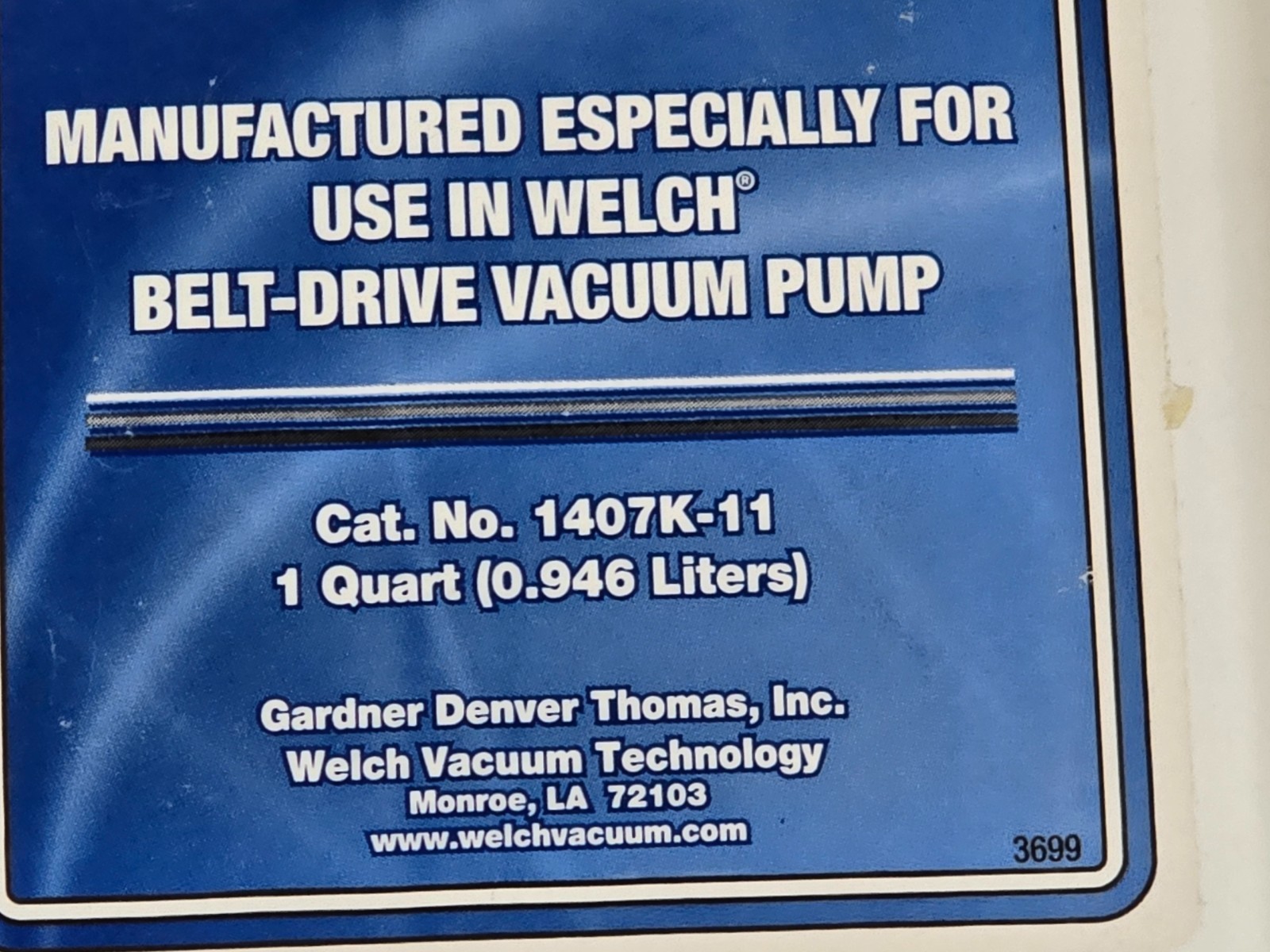 DuoSeal Vacuum Pump Oil 1Qt PN 1407K-11