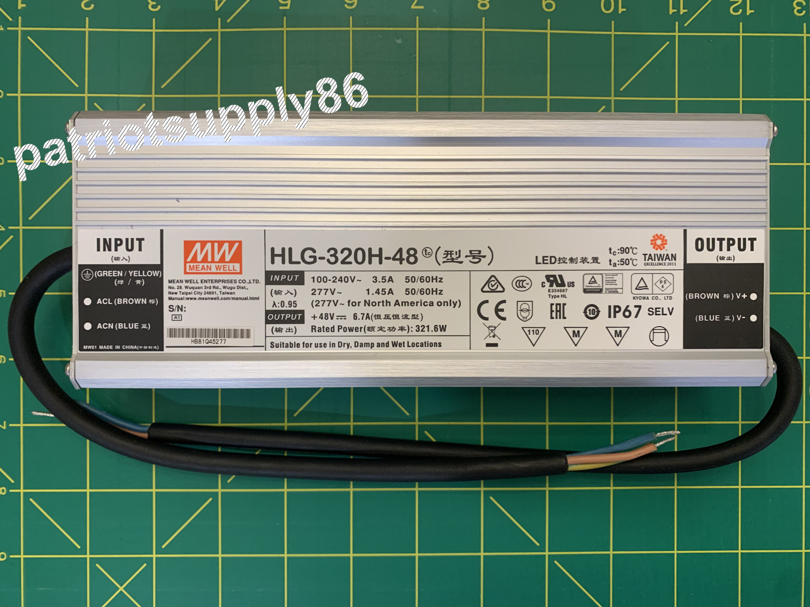 8-Pack Mean Well HLG-320H-48 LED Driver 48V 320W IP67 CC / CV 6.7A Power Supply