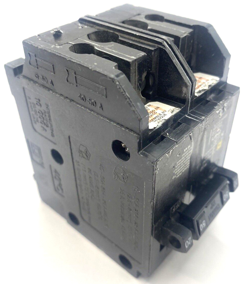 Homeline HOMT2020250 Quad 2 1 Pole 20 Amp 1 2P 50A 120 240V AC Square D Breaker