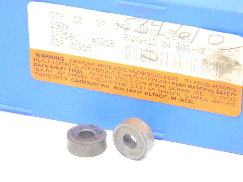 NEW SURPLUS 10PCS. CARBOLOY / SECO RNMG-43-E-48 GRADE: 370 CARBIDE INSERTS