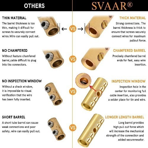 26 16 14 12 10 8 6 AWG Screw Sleeve Butt Splice Connectors Kit Brass Mechanical