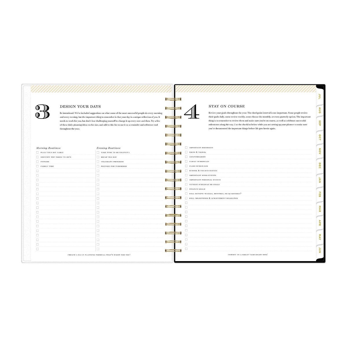 Day Designer 8″x10″2026-2027 Planner Rugby Stripe Black Frosted 27 Daily/Monthly