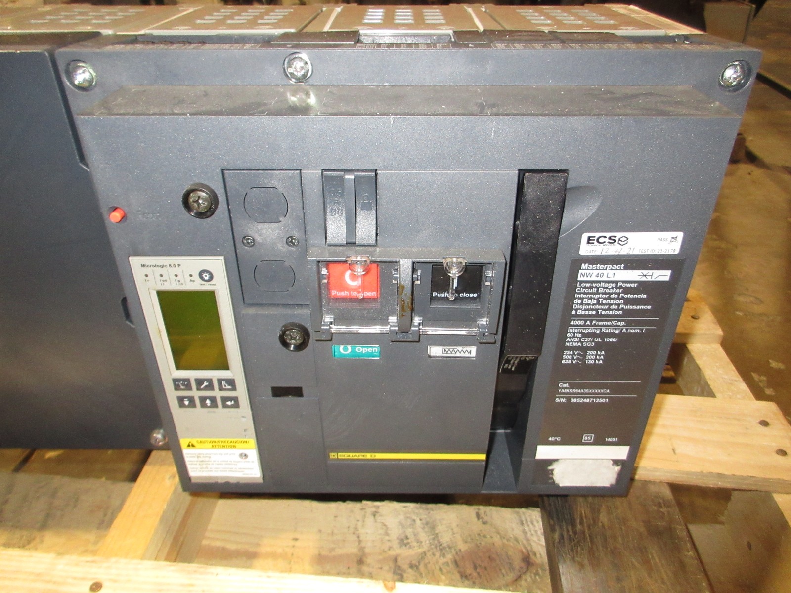 Square D NW40L1 Masterpact Circuit Breaker YA8KKR64A3SXXXXXCA 4000A Used