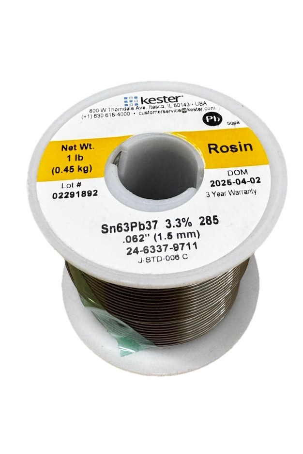 Kester 24-6337-9711 Solder Wire, Rosin Core, Leaded, Sn63Pb37 3.3%, 0.062″